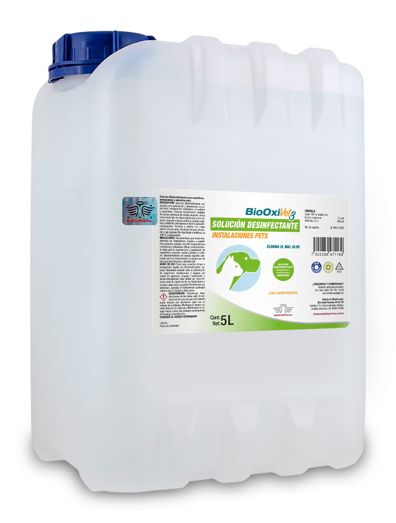 BIOOXIVET 3 ® SOLUCIÓN DESINFECTANTE INSTALACIONES PETS 5 L